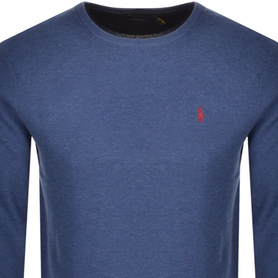 Alternative Image for ProductRalph Lauren Crew Neck Waffle Knit Jumper Navy2